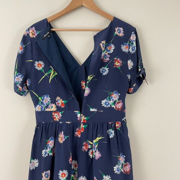 Madewell Silk Floral Button-Front Tie-Sleeve Retro Dress Size 6 - Picture 6 of 7